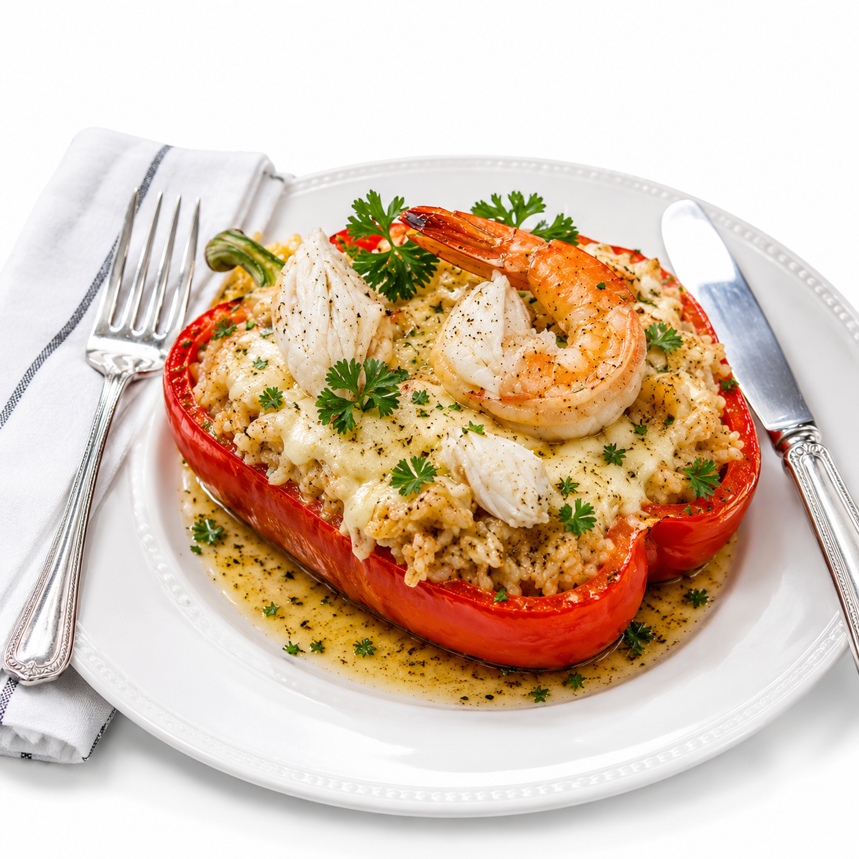 Shrimp and Lump Crab Stuffed Peppers